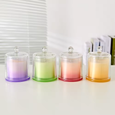 Custom Color Small Round Bell Shaped Crystal Glass Candle Jars Cup Wedding Bell Jar with Glass Dome Cover