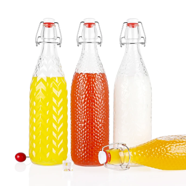 High quality embossed glass bottle