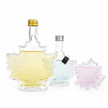 Maple leaf shaped glass beverage bottle 50ml 100ml 250ml Glass Wine Bottle for Spirit Vodka Packaging