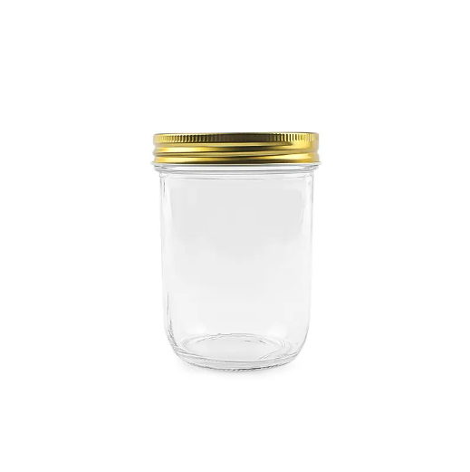 Wide mouth empty 420ml mason jar glass jar with metal lid