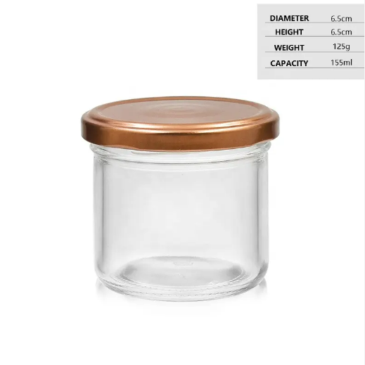 Factory directly sale 150 ml cubilose empty caviar bowl shape jar hot sauce honey jam glass jars with tinplate lids