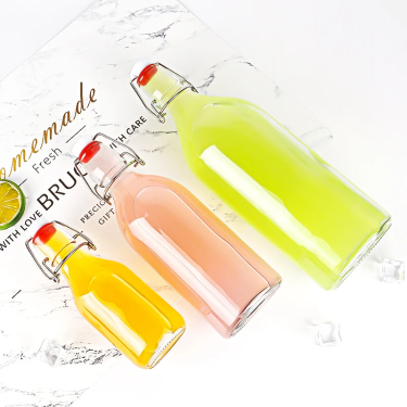 Wholesale 200ml 500ml 1000ml 1500ml 2000ml Kombucha Beer Juice Leak Proof Round Swing Top Glass Bottle With Clip Lock