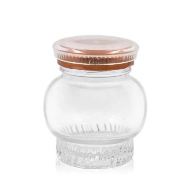 wholesale 400 ml cubilose empty caviar bowl shape jar hot sauce honey jam glass jars with tinplate lids