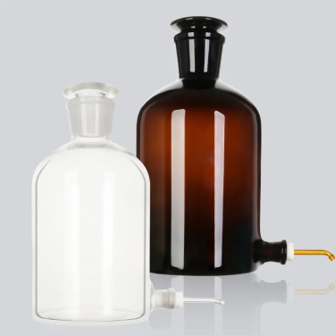 Transparent amber glass narrow mouthed large capacity reagent bottle with faucet and glass stopper: an essential innovative choice for laboratories