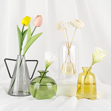 Custom Color High Quality Handmade Blown Glass Geometric Cone Round Glass Vase