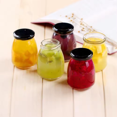 Wholesale pudding glass cup fresh milk yogurt pudding glass jar jam jelly glass bottles