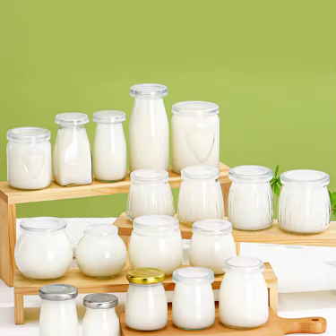 Wholesale pudding glass cup fresh milk yogurt pudding glass jar jam jelly glass bottles