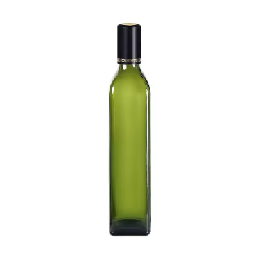 Wholesale Food Grade Olive Oil Packaging 250ml to1000ml Empty Square Shape Dark Green Cooking Olive Oil Vinegar Glass Bottle