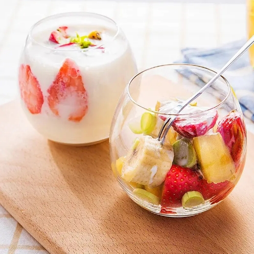 wholesales 300-400ml lovely round ball shape high quality glass pudding jar for jam milk yogurt oat ice cream