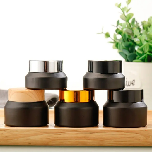 Custom olive green 15g 30g 50g cream skin care packaging cosmetic jar with screw cap