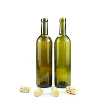 Manufacturer High Quality Green Round Empty Glass Wine Bottle 750ml with Cork