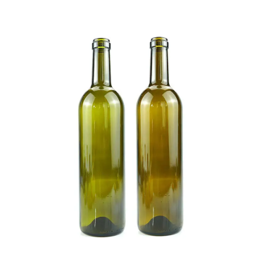 Manufacturer High Quality Green Round Empty Glass Wine Bottle 750ml with Cork