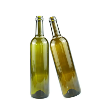 Manufacturer High Quality Green Round Empty Glass Wine Bottle 750ml with Cork