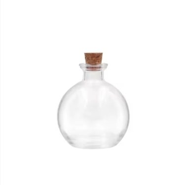 Hot selling empty 8 OZ Clear Round Glass Corked Spell Potion packing Bottle