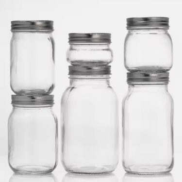 Hot sale 4oz 8oz 16oz 32oz storage bottle Mason glass jar with metal screw cap