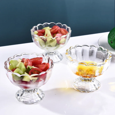 Ice cream cup glass lotus dessert bowl wedding home yogurt pudding juice drink cup milk tea shop craft glass