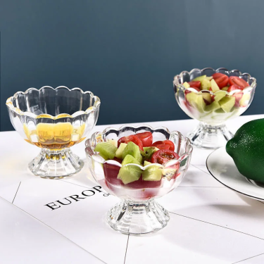 Ice cream cup glass lotus dessert bowl wedding home yogurt pudding juice drink cup milk tea shop craft glass