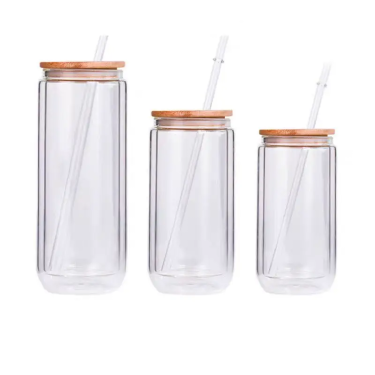 Double Wall Transparent Glass Beverage Bottles