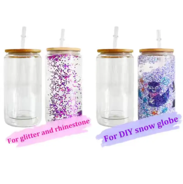 Double Wall Transparent Glass Beverage Bottles