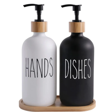 500ml Custom Spray Color Black White Soap Dispenser Hand Sanitizer Skincare Packaging Lotion Shampoo Glass Bottle With Pump