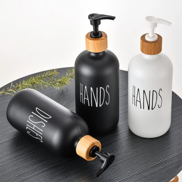 500ml Custom Spray Color Black White Soap Dispenser Hand Sanitizer Skincare Packaging Lotion Shampoo Glass Bottle With Pump