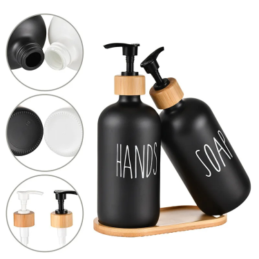 500ml Custom Spray Color Black White Soap Dispenser Hand Sanitizer Skincare Packaging Lotion Shampoo Glass Bottle With Pump