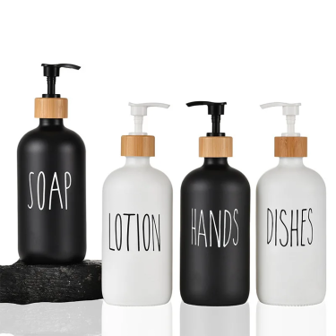 500ml Custom Spray Color Black White Soap Dispenser Hand Sanitizer Skincare Packaging Lotion Shampoo Glass Bottle With Pump