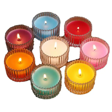 Luxury Round Stripe Embossed Aromatherapy Candle Jar Wholesale Private Label Scented Candle Gift Set For Home Decoration