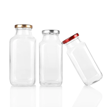 250ml 350ml 500ml Clear Empty Square Beverage Glass Bottles