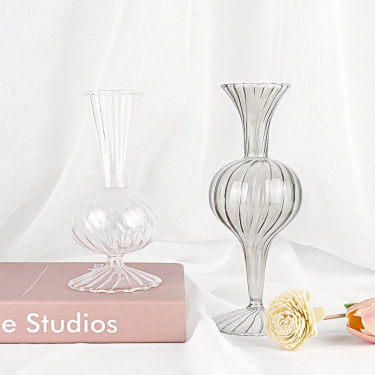 vertical striped embossed vase