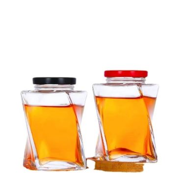 360 ml 500 G Honey Jar Glass Container Twist Shape Food Storage Premium Glass Honey Bottle 500 g