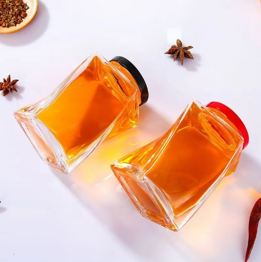 360 ml 500 G Honey Jar Glass Container Twist Shape Food Storage Premium Glass Honey Bottle 500 g