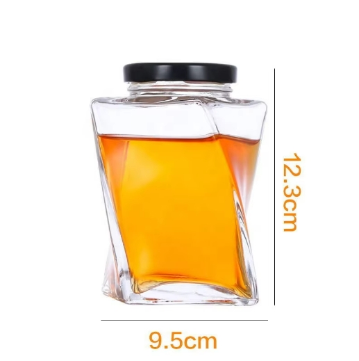 360 ml 500 G Honey Jar Glass Container Twist Shape Food Storage Premium Glass Honey Bottle 500 g