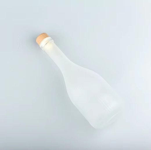 Customized 375ml frosted clear glass wine bottle with cork for Fruit Liquor Ice Wine beverage