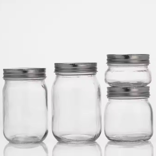 Hot sale 4oz 8oz 16oz 32oz storage bottle Mason glass jar with metal screw cap