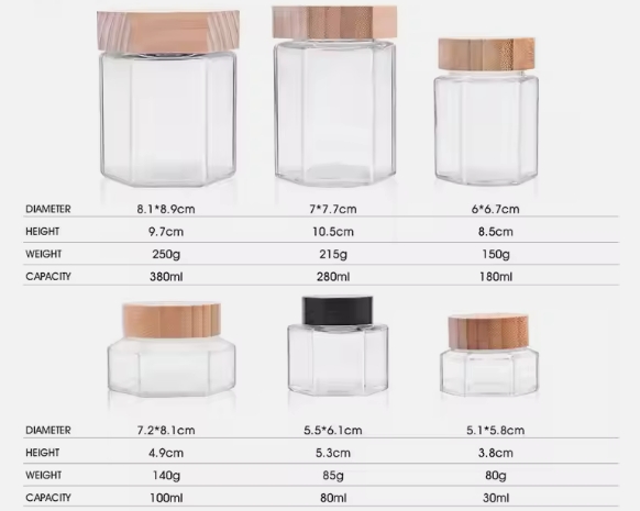 180ml 280ml 380ml Clear Honey Glass Bottle airtight glass jar