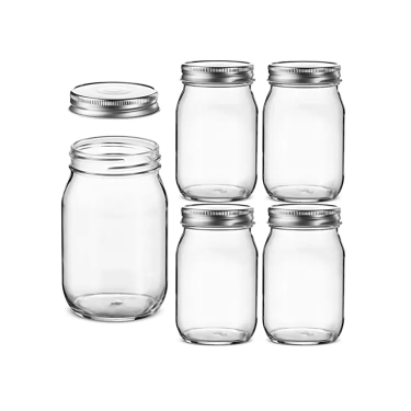 High quality 16oz Glass Regular Mouth Mason Jars