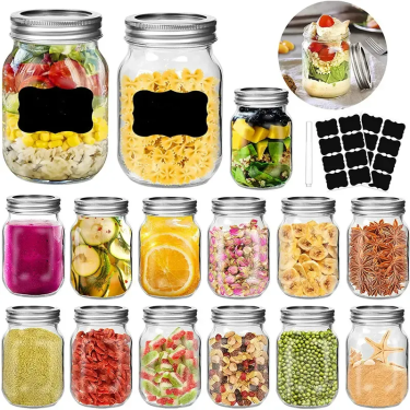 High quality 16oz Glass Regular Mouth Mason Jars