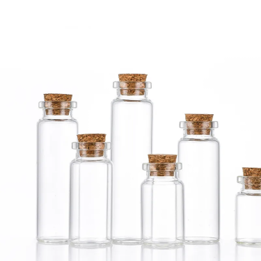 Eco-friendly 5ml to 20ml amber clear glass vials empty glass test tube with cork