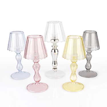 Customized Color home wedding decoration crystal glass table lamp candle holder