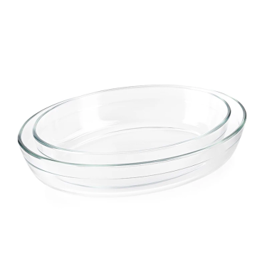 Kitchen Use Clear Oval Heat Resistant Borosilicate Glass Bakeware Sets Baking Pan Sets