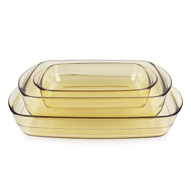 Custom Kitchen Amber Square Glass Baking Dishes