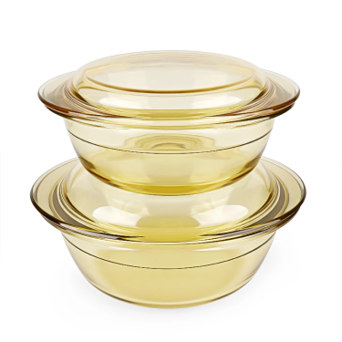 Microwave Oven Safe Amber Glass Bowl Set