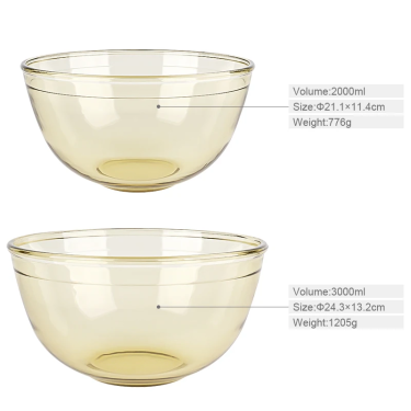 Microwave Safe Heat Resistant Food Storage Amber Borosilicate Round Glass Bowl