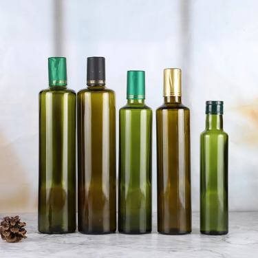 Wholesale 250ml 500ml 750ml Amber Green Round Glass Olive Oil Bottles Cooking Oil Bottles