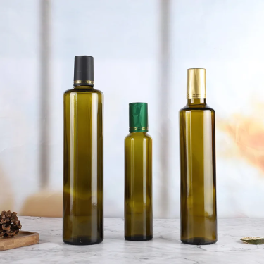 Wholesale 250ml 500ml 750ml Amber Green Round Glass Olive Oil Bottles Cooking Oil Bottles