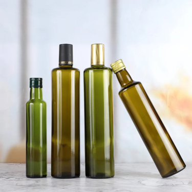 Wholesale 250ml 500ml 750ml Amber Green Round Glass Olive Oil Bottles Cooking Oil Bottles