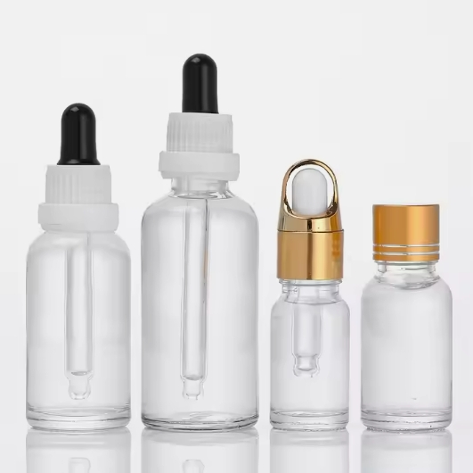 10ml 15ml 20ml 30ml 50ml 100ml clear round glass essential oil dropper bottle with childproof cap