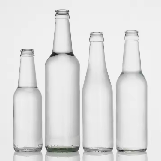 Custom clear 250ml 275ml 330ml 500ml beer glass bottle Sparkling beverages bottle with crown cap