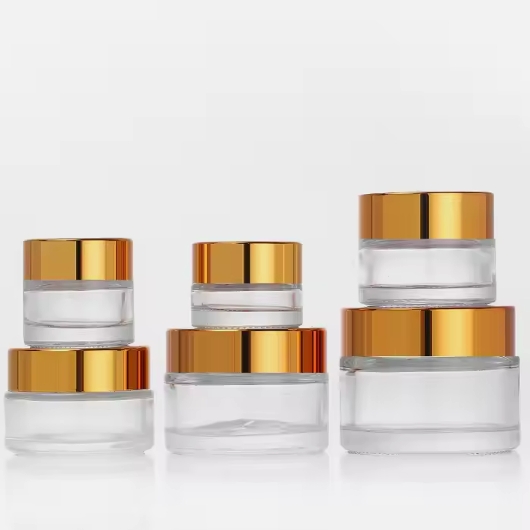 5g 10g 15g 20g 30g 50g 100g glass cosmetic jar with gold and silver lid